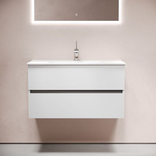 Тумба под раковину Sancos Urban UR90W 90х50 подвесная цвет белый - фото 3