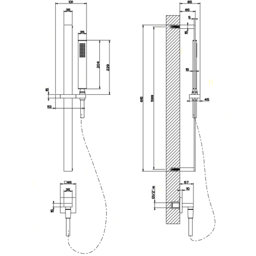 Душевой гарнитур Gessi Rettangolo 20142#031 настенный хром - фото 2