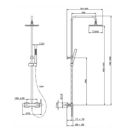 Душевая стойка Cisal Roadster RR00402121 настенная цвет хром