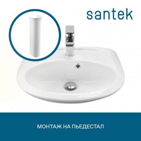 Раковина из сантехнического фарфора Santek Бриз 1WH110451 50х40 подвесная цвет белый 1 отверстие под смеситель