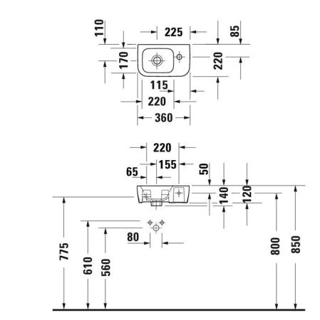 Раковина керамическая Duravit DuraStyle 713360000 40 см подвесная цвет белый 1 отверстие под смеситель