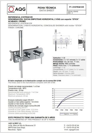 Душевая система AQG Stick 19STIER24502 встраиваемая в стену цвет хром