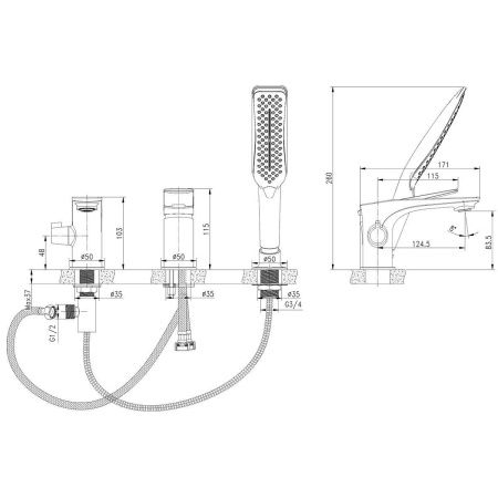 Смеситель LeMark Allegro LM5945CW на борт ванны белый/хром