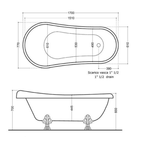 Ванна акриловая Kerasan RETRO 105593 170х77 встраиваемая овальная - фото 2 Ванна акриловая Kerasan RETRO 105593 170х77 встраиваемая овальная - фото 2