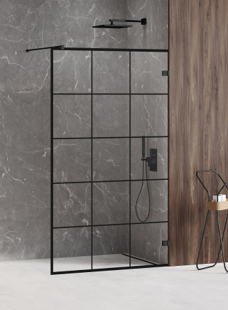 Душевая перегородка New Trendy AVEXA Black EXK-2025 120х200 стекло прозрачное профиль черный