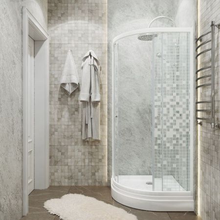 Душевой уголок Тритон Стандарт Щ0000061791 100х100 стекло с рисунком профиль белый с поддоном