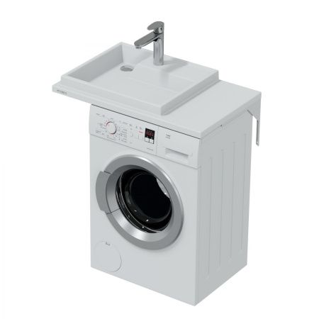 Раковина из искусственного камня СанТа Юпитер 900120 80х50 над стиральной машиной цвет белый 1 отверстие под смеситель