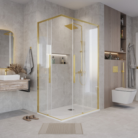 Душевой уголок Grossman Galaxy 300.K33.01.1270.32.00 120х70 стекло прозрачное профиль золото матовое без поддона