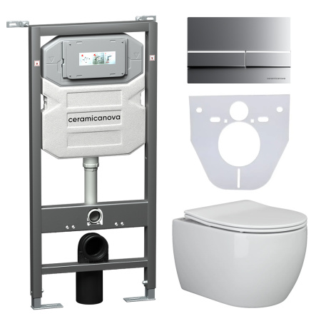 Инсталляция с кнопкой + унитаз + шумоизоляция Ceramica Nova CN3001_1002M_1000