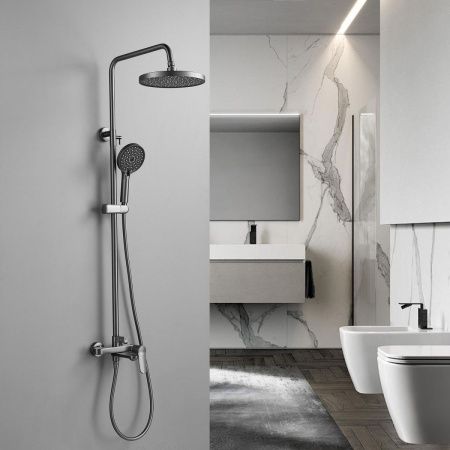 Душевая стойка Shevanik S4336T настенная цвет оружейная сталь