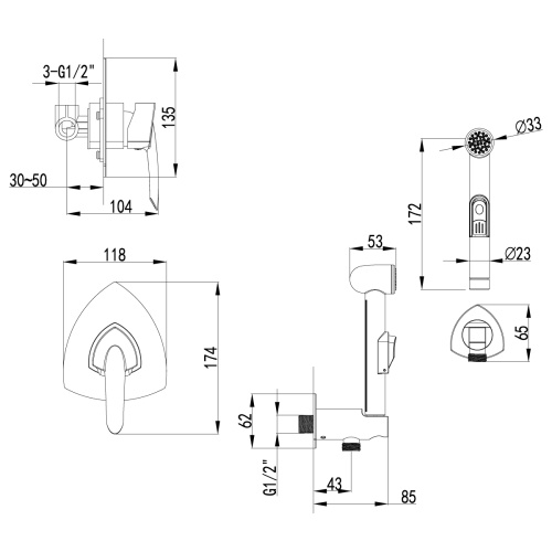 Гигиенический душ со смесителем LeMark Mars LM3519C хром - фото 2