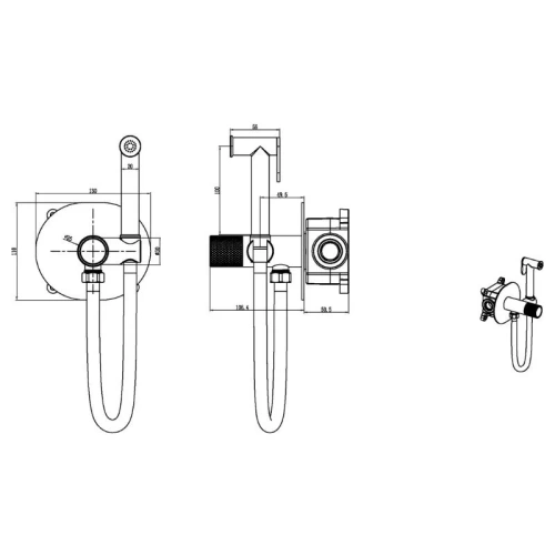 Гигиенический душ со смесителем Boheme Tech 157-GM антрацит - фото 2