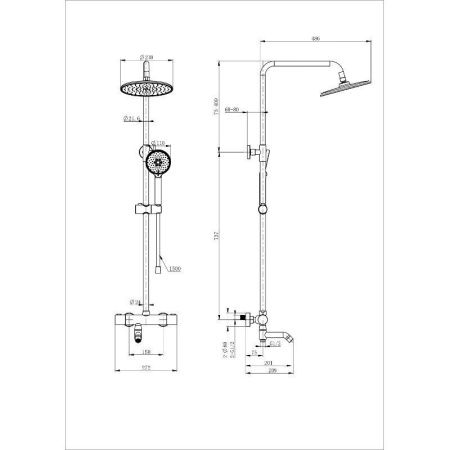 Душевая стойка Wonzon & Woghand Inn WW-B3047-A1-BG настенная цвет золото с термостатом
