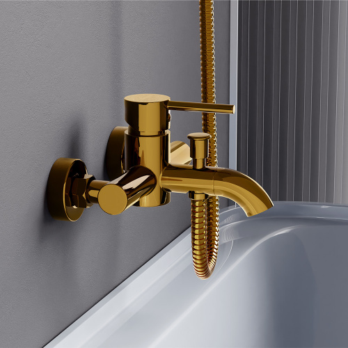 Смеситель для ванны и душа Damixa Scandinavian Pure 361000600 настенный золото без термостата - фото 3