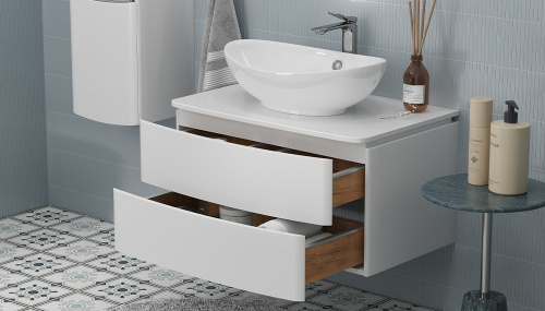 Тумба под раковину Velvex LUNA tp.LUN.80.2Y 80х52х44 подвесная цвет белый - фото 3