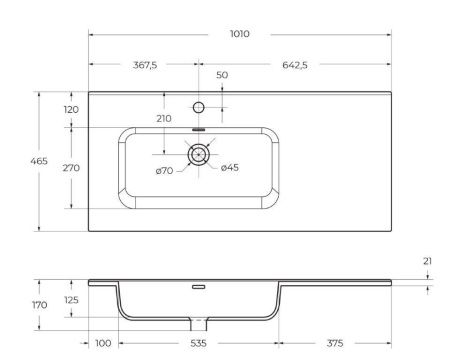 Раковина керамическая BelBagno BB1000ETL-L 100х50 накладная цвет белый 1 отверстие под смеситель
