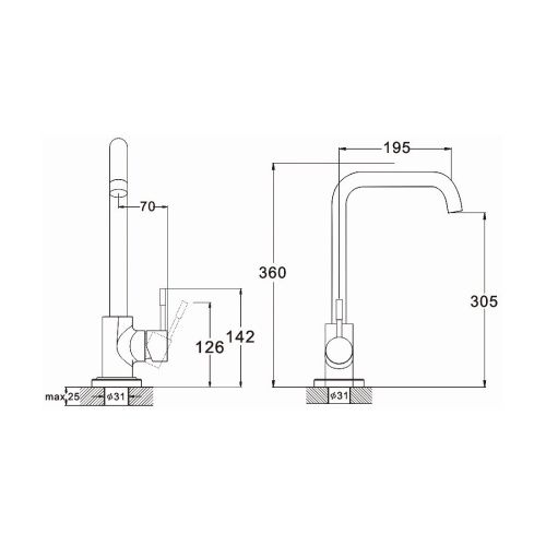 Смеситель для кухни G.Lauf ZAP ZAP4-B090 на столешницу нержавеющая сталь - фото 3