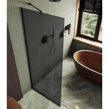 Душевая перегородка Maybah Glass MGD-1356-6у 99х195 стекло тонированное профиль черный