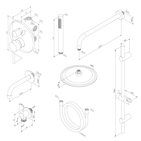 Душевая система Damixa Scandinavian Pure 936540000 встраиваемая в стену