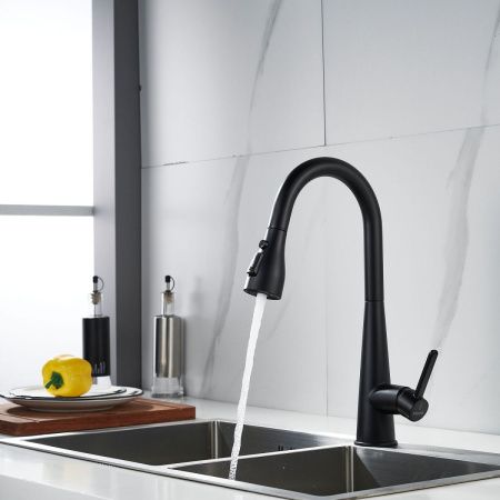 Смеситель для кухни Shevanik S363H на мойку черный