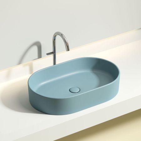 Раковина из сантехнического фарфора Ceramica Nova ELEMENT CN6048MLG 60х40 накладная цвет зеленый без отверстий под смеситель