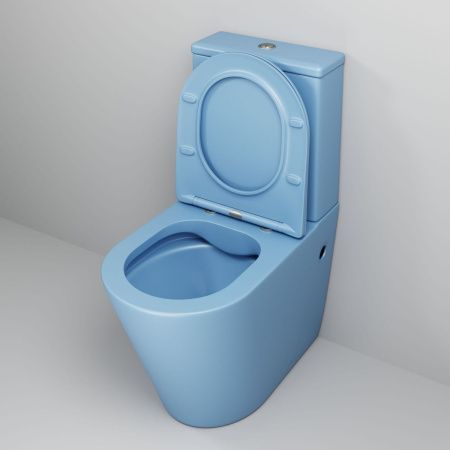 Унитаз напольный с бачком Grossman Color GR-4480BSMS голубой с сиденьем безободковый каскадный смыв