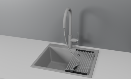 Смеситель для кухни Granula 8168, АЛЮМИНИУМ на мойку серый