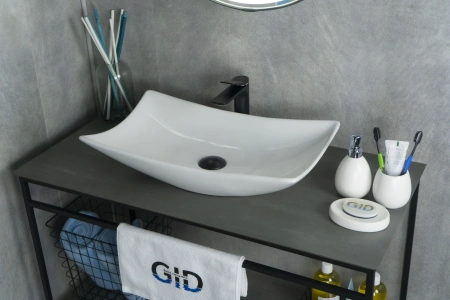 Раковина керамическая Gid Creativo 51129 60х40 накладная цвет белый 1 отверстие под смеситель