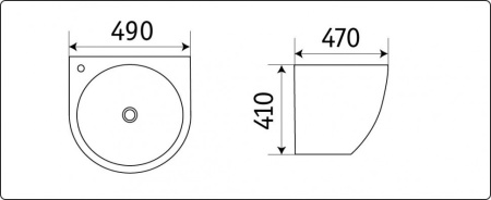 Раковина из санфаянса CeramaLux 500FBW 49х47 подвесная цвет черный 1 отверстие под смеситель