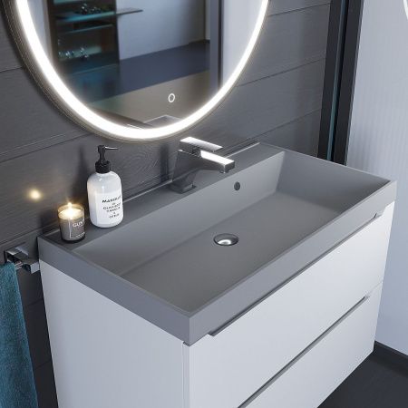 Раковина из искусственного камня Uperwood Classic Quartz 291030007 80х50 полувстраиваемая цвет серый