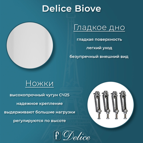 Ванна чугунная Delice Biove DLR220509 170х75 пристенная прямоугольная без ножек - фото 5