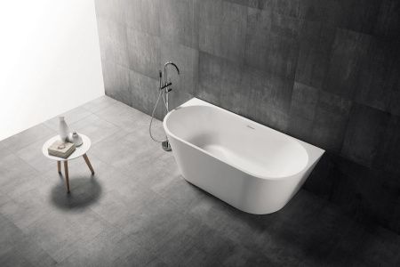 Ванна акриловая Abber AB9216-1.7MW 170х80 пристенная овальная с каркасом