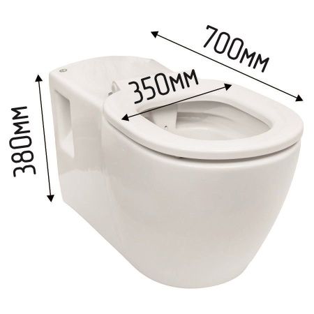 Унитаз для инвалидов подвесной Dstrana AID 4623-А белый с сиденьем безободковый каскадный смыв