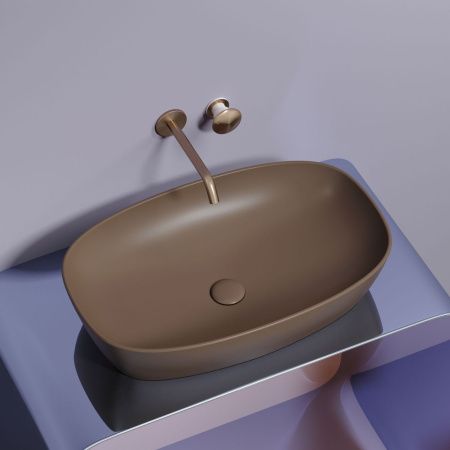 Раковина из сантехнического фарфора Ceramica Nova ELEMENT CN6049MDB 60х40 накладная цвет коричневый без отверстий под смеситель