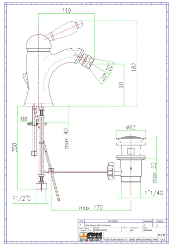 Смеситель Fiore Imperiale 83OO5321 на биде золото - фото 2