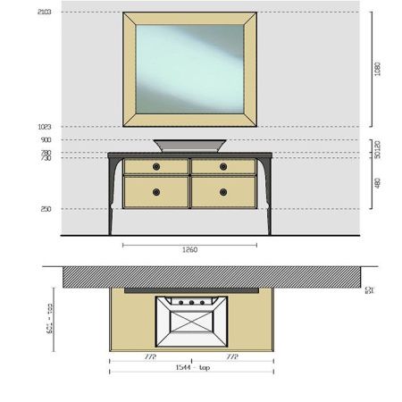 Тумба под раковину Milldue Majestic 3230.72+3290.72 2шт 150х60 цвет бронза