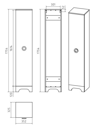 Шкаф-пенал Misty Лейла П-Лей0501-01Л 40х180 напольный цвет белый