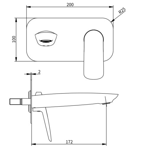 Смеситель для раковины Savol SK-H7207 встраиваемый в стену хром - фото 2