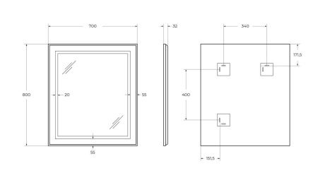 Зеркало с подсветкой BelBagno Kraft SPC-KRAFT-700-800-SENS-NERO 70х80 подвесное