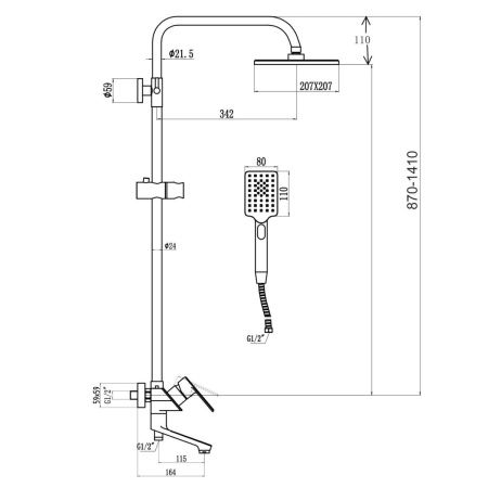 Душевая стойка Savol S-600708-1 настенная цвет хром