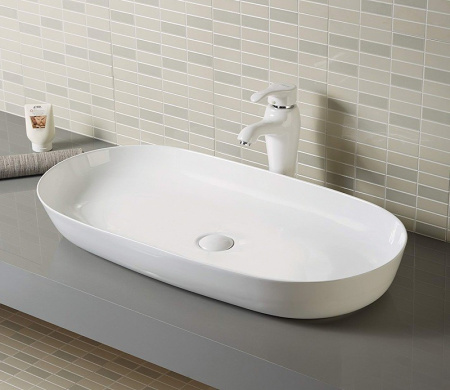 Раковина из санфаянса CeramaLux 78327 81х41 накладная цвет белый