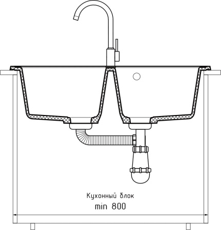 Кухонная мойка Granfest Standart S-780K графит 79х50 цвет графит поверхность матовая