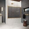 Душевая шторка на ванну Vegas-Glass ZV Protec ZV Protec 190 03 07 190х140 стекло тонированное профиль золото ориентация универсальная