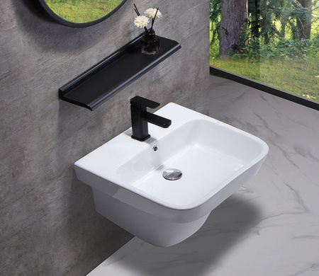 Раковина из санфаянса CeramaLux NB164 51х47 подвесная цвет белый 1 отверстие под смеситель