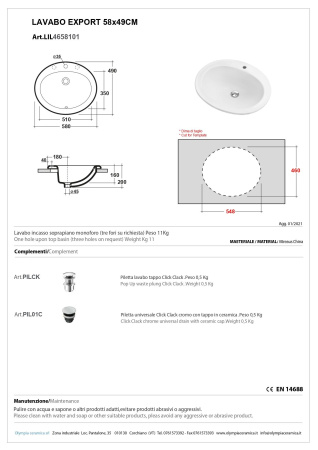Раковина керамическая Olympia Open LIL4658101 58х49 встраиваемая цвет белый глянцевый
