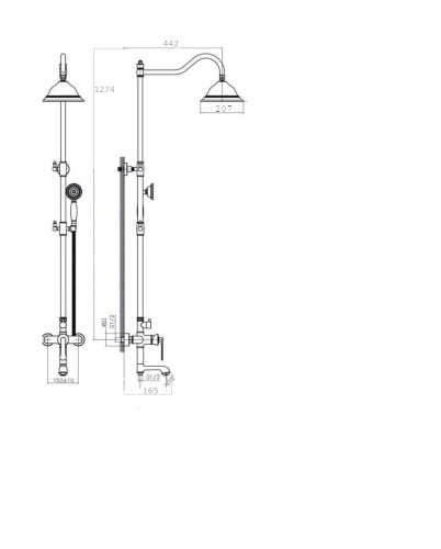 Душевая стойка Rush Flores FLG0835-5 настенная цвет золотой - фото 2