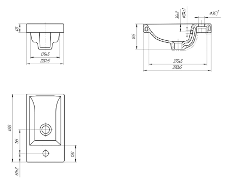 Раковина мебельная керамическая Cersanit Como 40 S-UM-COM40/1-w 40х20 накладная цвет белый 1 отверстие под смеситель