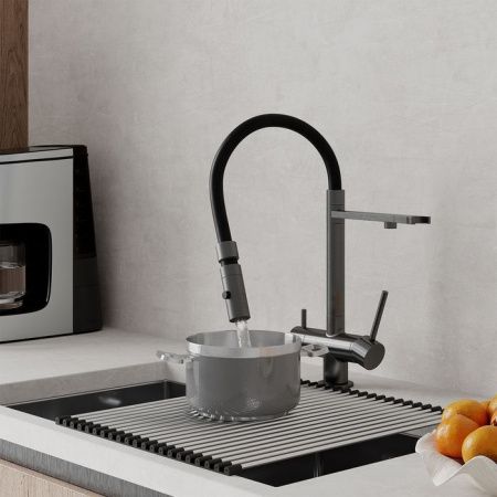 Смеситель для кухни IDDIS Ace ACEGMFFi05 на столешницу графит