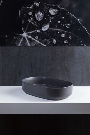 Раковина керамическая Allen Brau Fantasy 4.11022.AN 60х40 накладная цвет черный без отверстий под смеситель