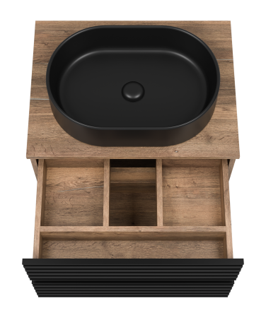 Тумба под раковину Brevita Dakota DAK-09060-19/02-2Я 60х48х43 подвесная цвет черный/коричневый